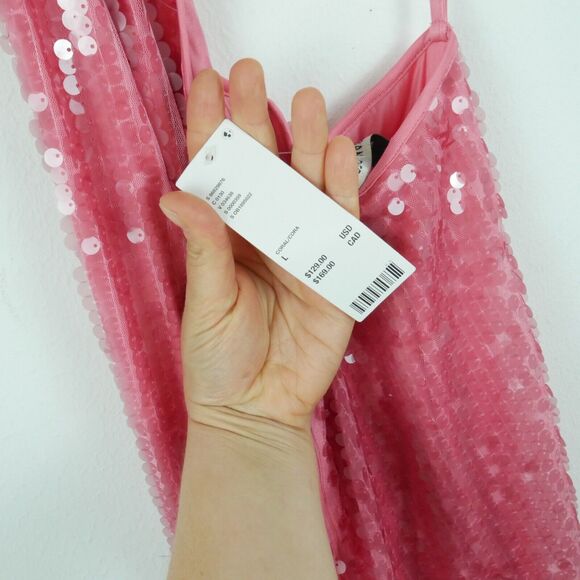 Urban Outfitters Large Harley Sequin Maxi Dress Y2K Pink Prom Girly Halter Glam - Picture 12 of 13